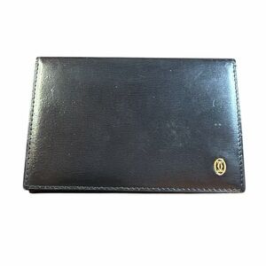 Authentic Vintage Must de Cartier Black Calfskin Card Holder & ID Wallet